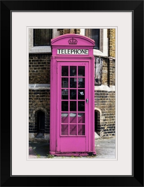 Poster Print /"Painted Pink Phone Booth in London/"