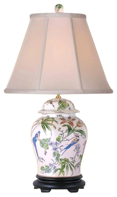 Fl Motif Temple Jar Table Lamp 29, Asian Porcelain Lamps