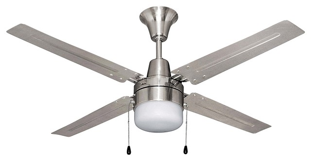 48-Inch Ceiling Fan With Four Brushed Chrome Blades and Single Light Kit