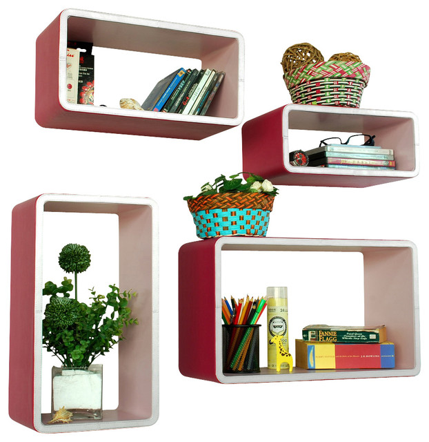 Lucky Combination Rectangle Leather Wall Shelf / Floating Shelf (Set of 4)