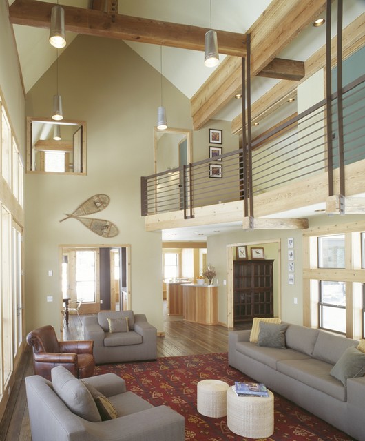 Ski House rustic-living-room