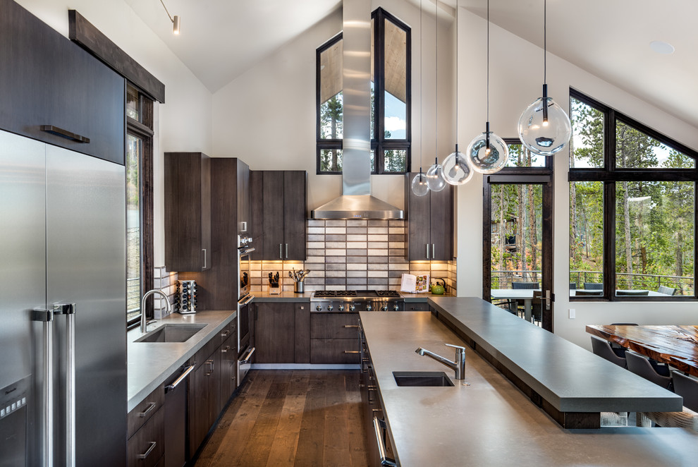 Example of a mountain style kitchen design in Denver