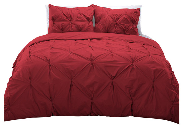 Cottonesque 100 Cotton Pintuck Duvet Cover Mini Set Contemporary Cottonesque 100 Cotton Pintuck Duvet Cover Mini Set Scarlet Twin