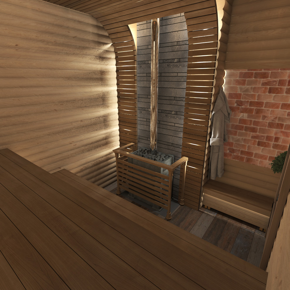 Интерьеры двухэтажной бани. Парная(вариант 2)