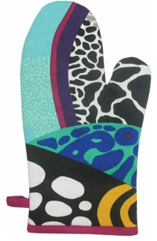 13 Inch Blue and Black Coral Reef Motif Collectible Kitchen Oven Mitt