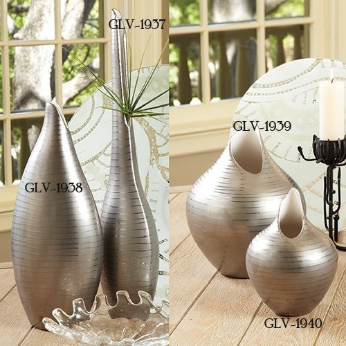 Global Views 1939 Platinum Stripe Contemporary Vase - Medium