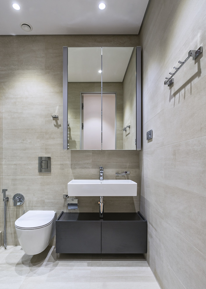 Современный проект с 2 спальнями в серых тонах.