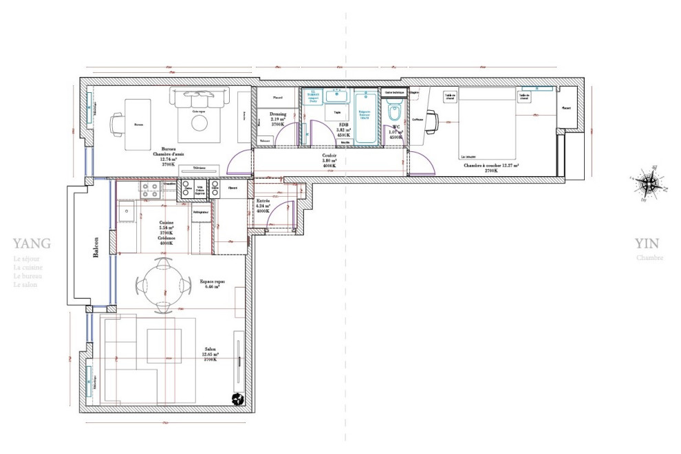 Plan projeté de l'appartement