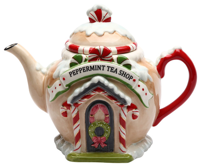 Peppermint Tea Shop Teapot, 32 oz. Traditional Teapots by Cosmos