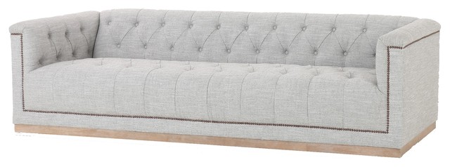 Ma Modern Fabric Upholstered Grey Tufted Sofa