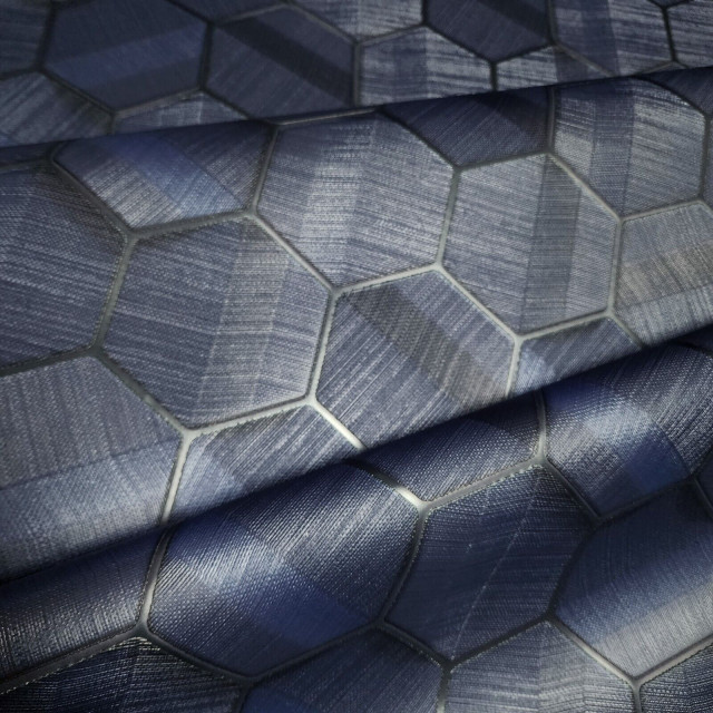 Hexagon Feature navy blue faux sisal grasscloth textured Wallpaper 3D ...