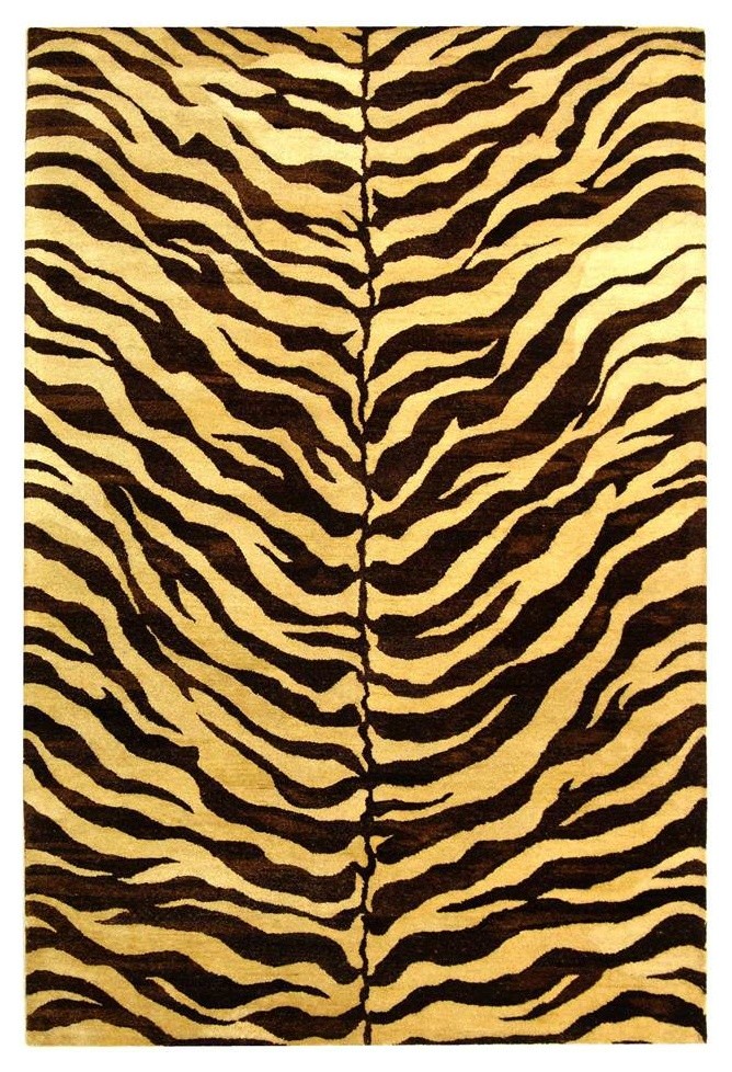 Rectangular Wool Zebra Print Rug, 6'x9'
