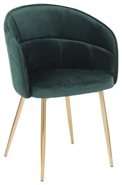 Lindsey Contemporary Chair By, Open Back Velvet Dining Chair In Moss Green