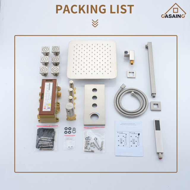 3 Functions 12 Inch Wall Mount Thermostatic Shower System ...