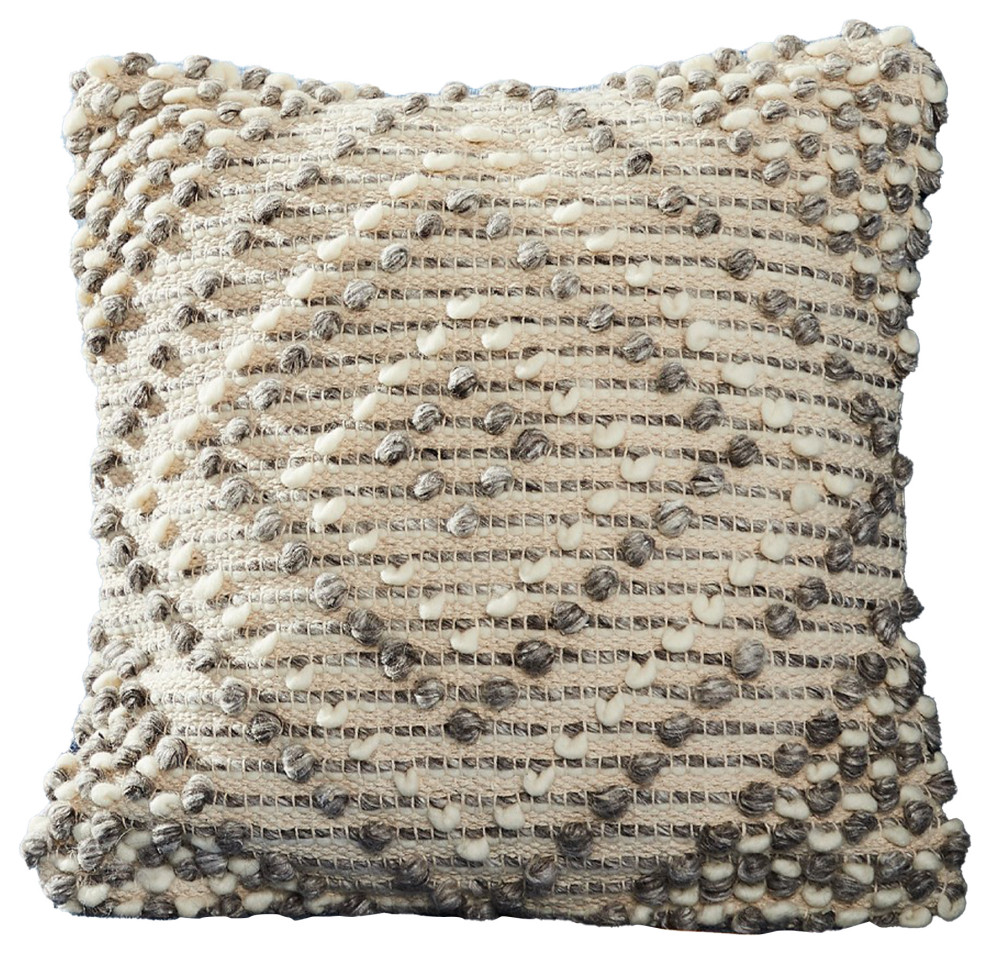 Benzara BM276712 Decorative Throw Pillow Cover, Textured Diamonds, Gray/Beige