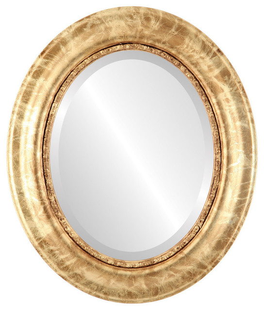 Chicago Framed Oval Mirror in Champagne Gold Traditional Wall