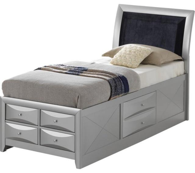 Glory Furniture Marilla Twin Storage Bed in Silver Champagne