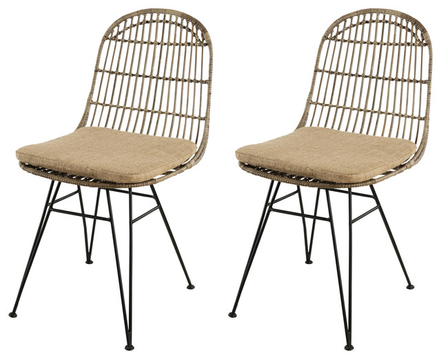 Brisbane Kubu Rattan Dining Chairs, Set of 2 - Tropical - Dining Chairs