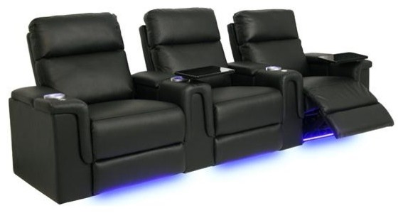Seatcraft - Palomino Powered Theater Seating with Power Recline, Row of 3, Black