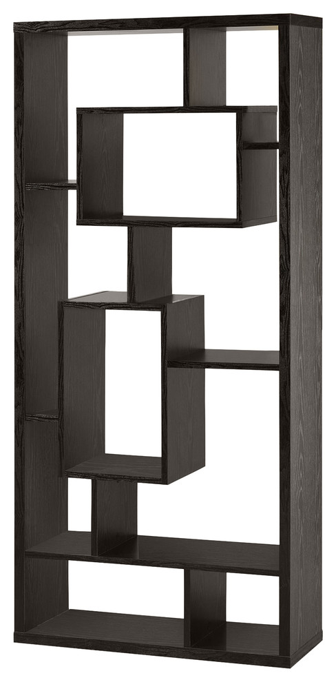 Coaster Asymmetrical Cube Black Book Case With Shelves