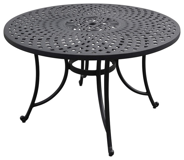 Crosley Sedona 46" Round Metal Patio Dining Table in Charcoal Black