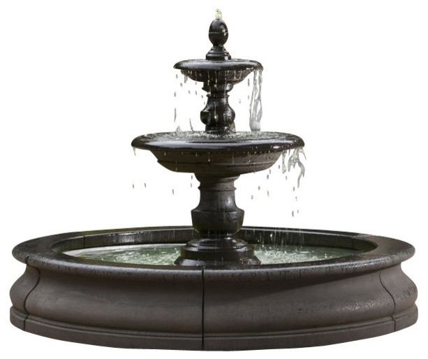 Caterina Outdoor Water Fountain in Basin, Natural