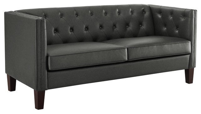Dorel Living Toledo Modern Chesterfield Sofa Dark Gray