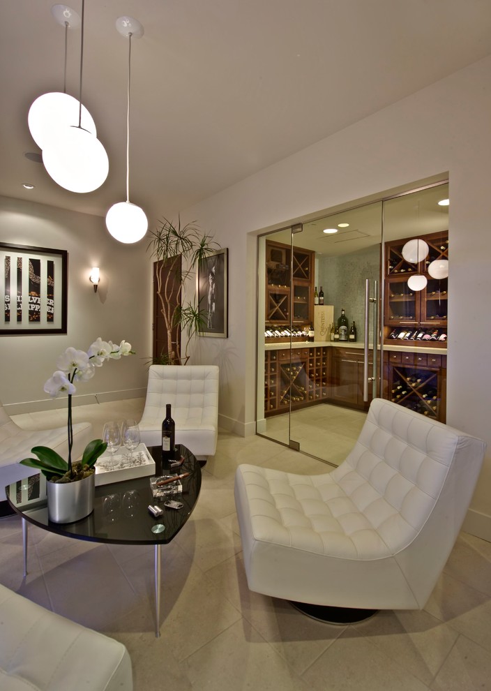 Design ideas for an expansive contemporary wine cellar in Las Vegas with diamond bins.