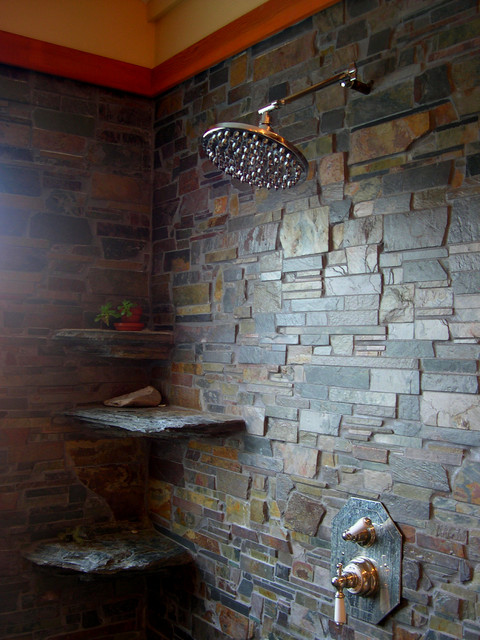 In Home Brazilian Slate Shower Room - Contemporary - Bathroom - San
