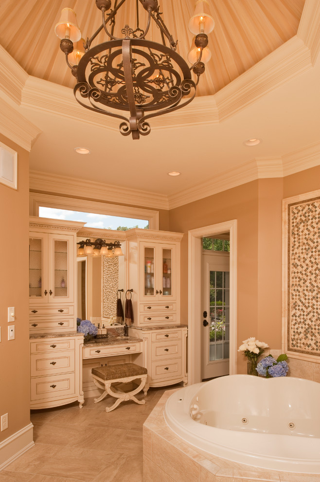 Traditional bathroom in Raleigh with a drop-in tub.