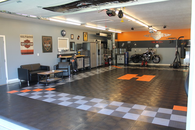Racedeck Garage Floor Makes This Harley Davidson Theme Photos In Racedeck Garage Floor Makes This Harley Davidson Theme