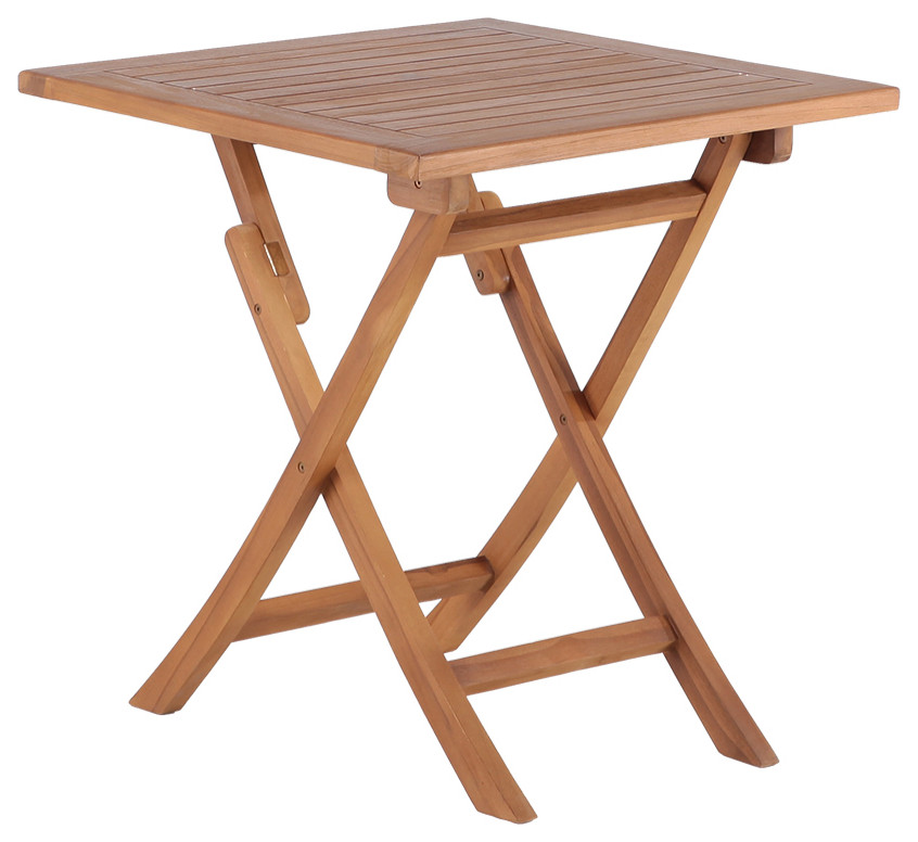 Nordic Style Natural Teak Square Folding Patio Table 28"