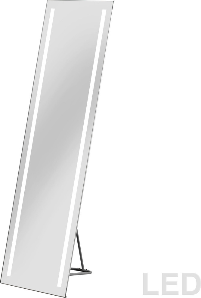 Lighted Wardrobe Mirror, 17" x 61" with Floor Stand Modern Floor