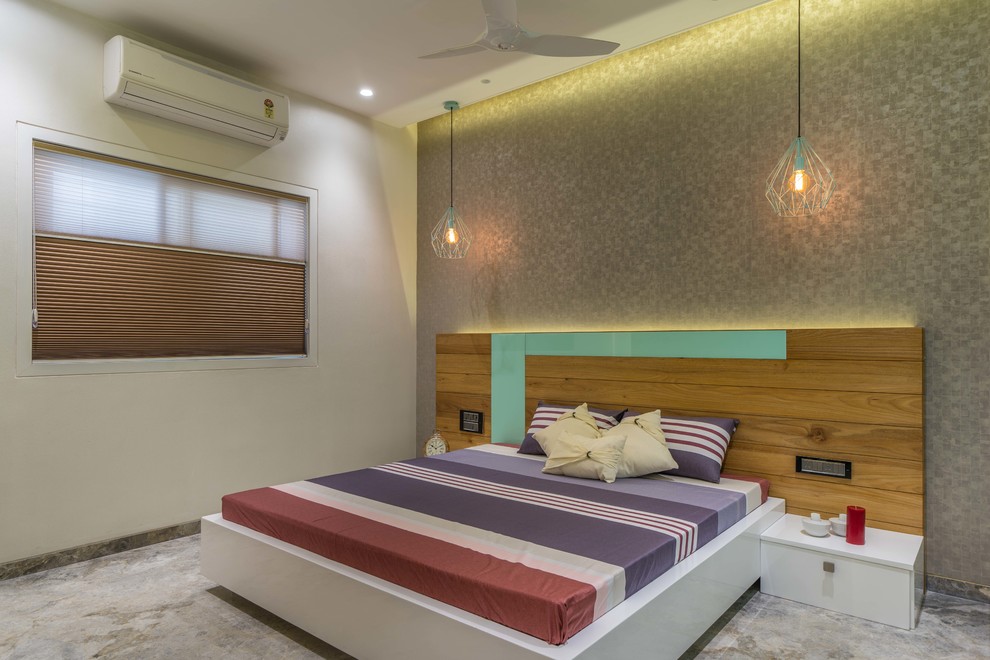 Contemporary bedroom in Hyderabad.