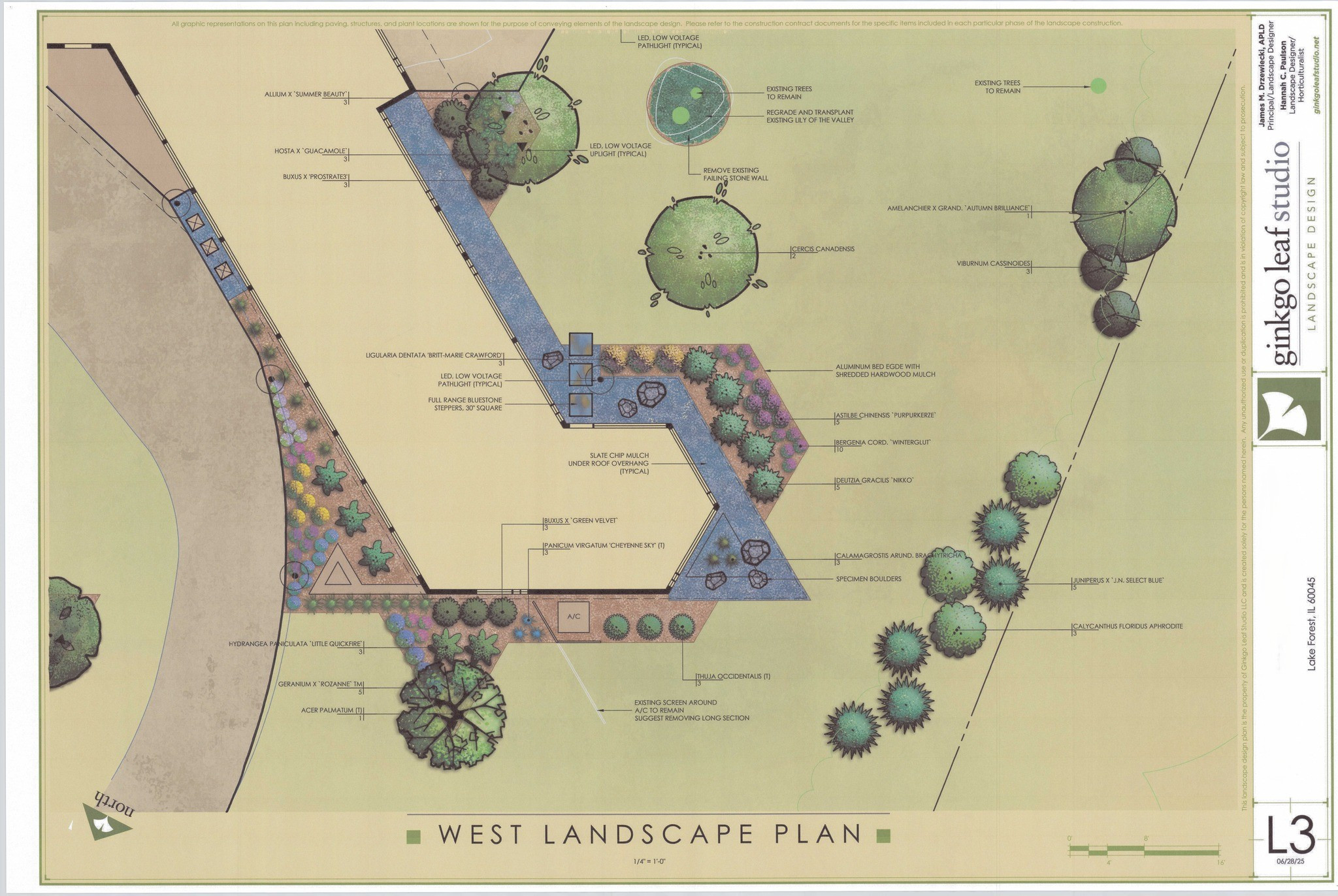 Keck & Keck Mid-Century Front Yard Landscape - Lake Forest, IL