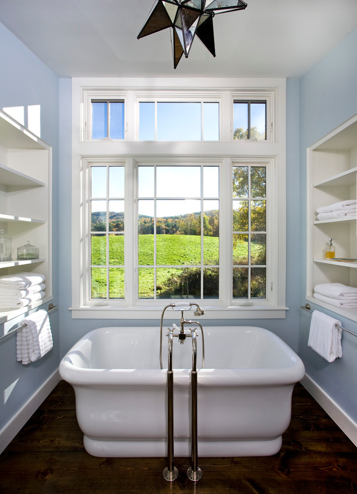 Traditional bathroom in Boston with a freestanding tub.