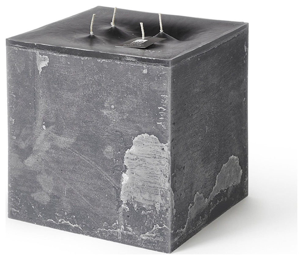 7.75" Anthracite Square 4Wick Pillar Candle Candles by Christmas