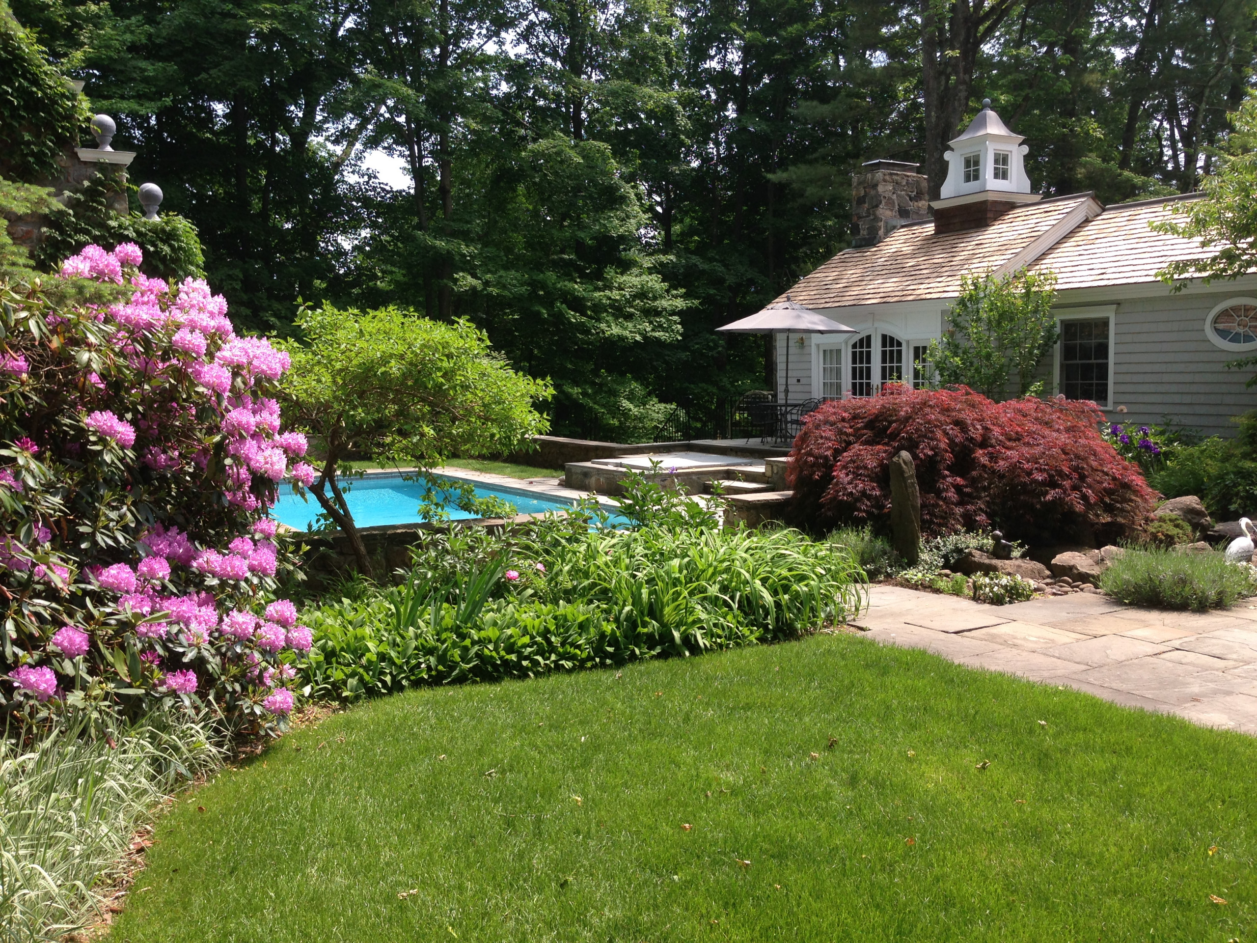 Pool House and Gardens in Bedford, NY  by Peter Atkins