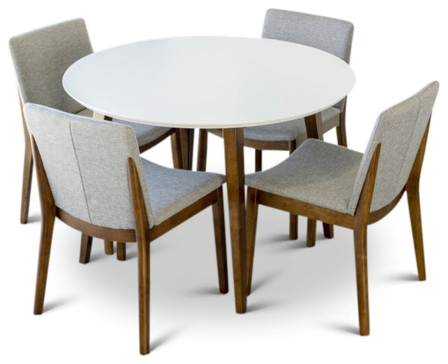 Horacio Mid Century Modern Solid Wood Walnut 5 Piece Furniture Set