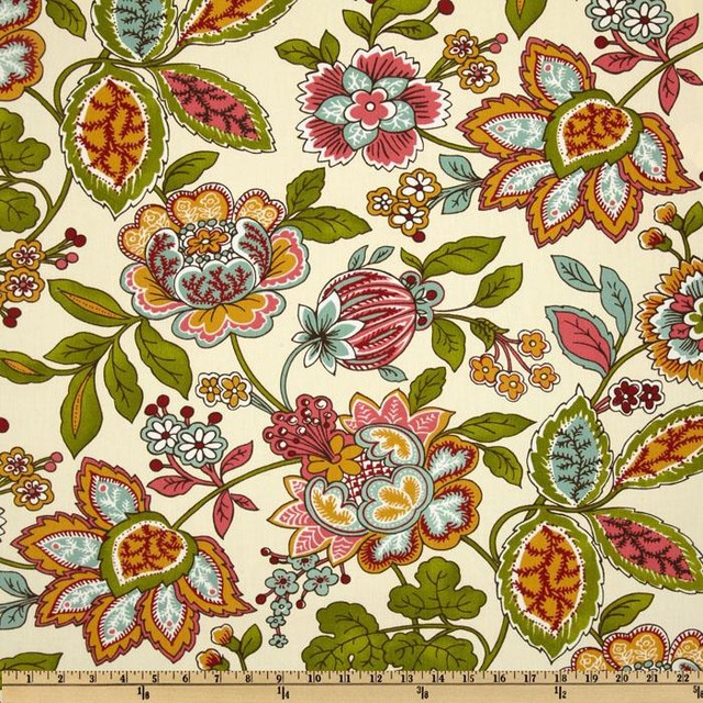 Covington Sadie Floral Aqua/Orange Fabric