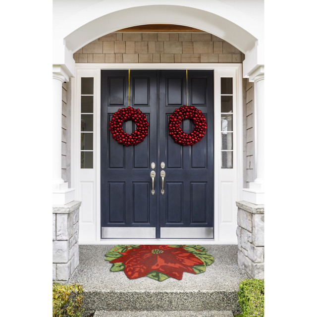 liora manne frontporch poinsettia indoor outdoor rug red 3 round