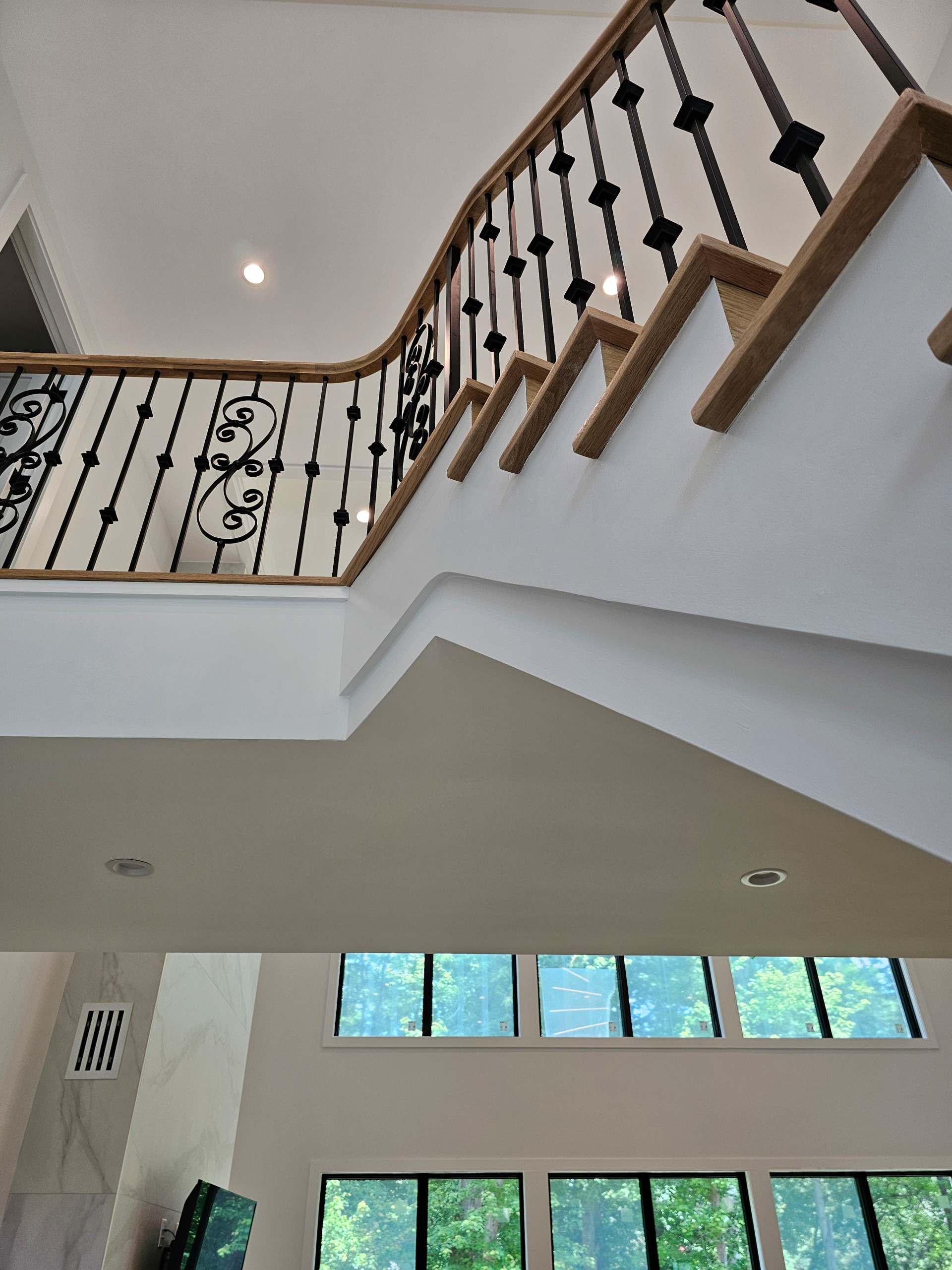 120_Luxurious White Oak Stair with Iron Balusters, Great Falls, 22066