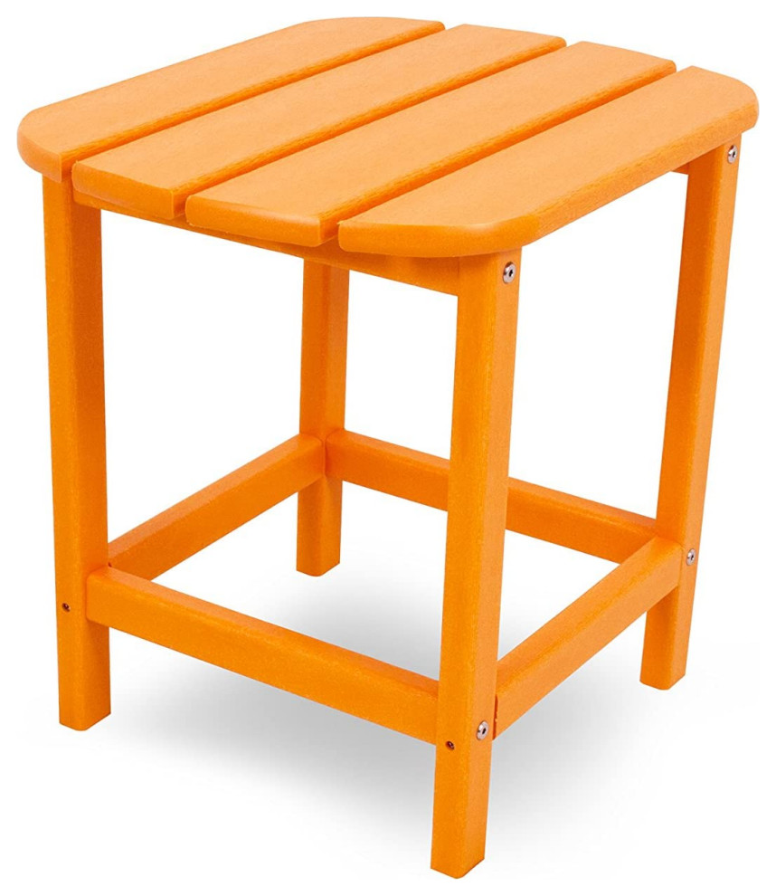 Contemporary Side Table, Waterproof Design With Slatted Top