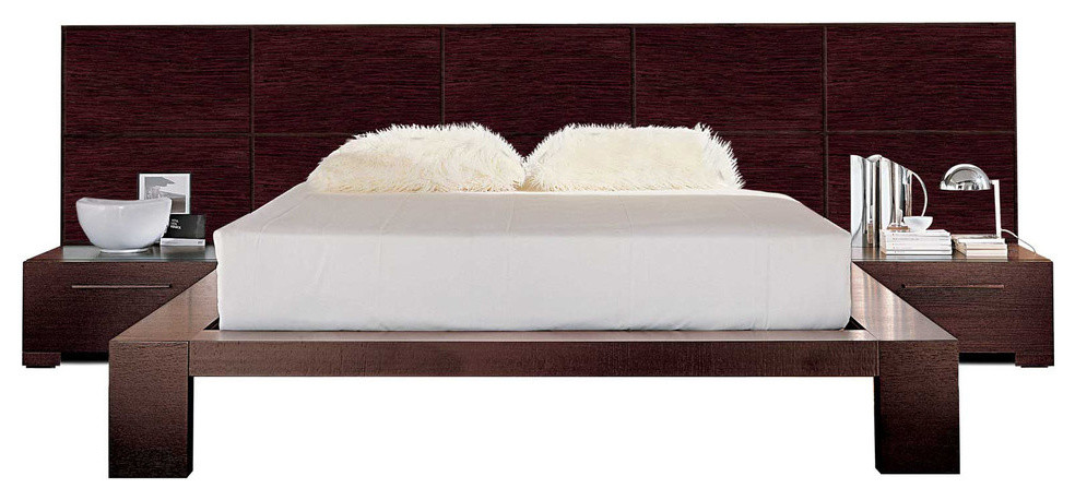 Yoko Bed With 2 Nightstands, Wenge Wood, Queen - Contemporary - Bedroom ...