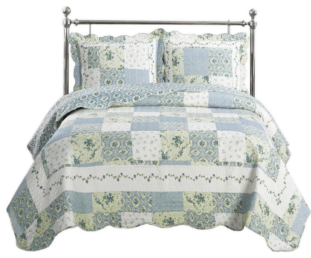 Brea Floral Print Oversized Antique Quilt Set, Twin Farmhouse