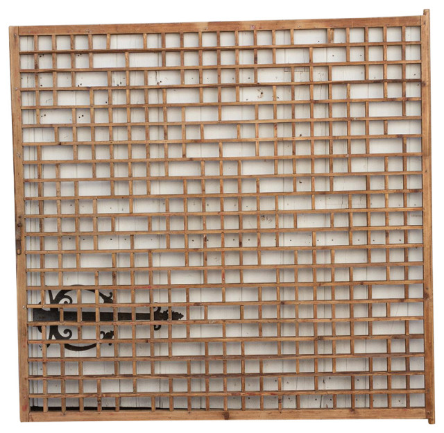 Large Antique Chinese Trellis Gate Transitional Wall Accents by