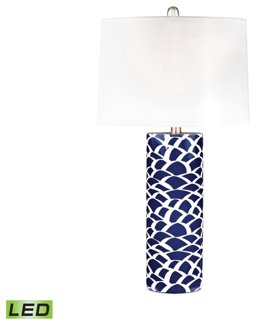 1Light Table Lamp, Navy Blue White Contemporary Table Lamps by