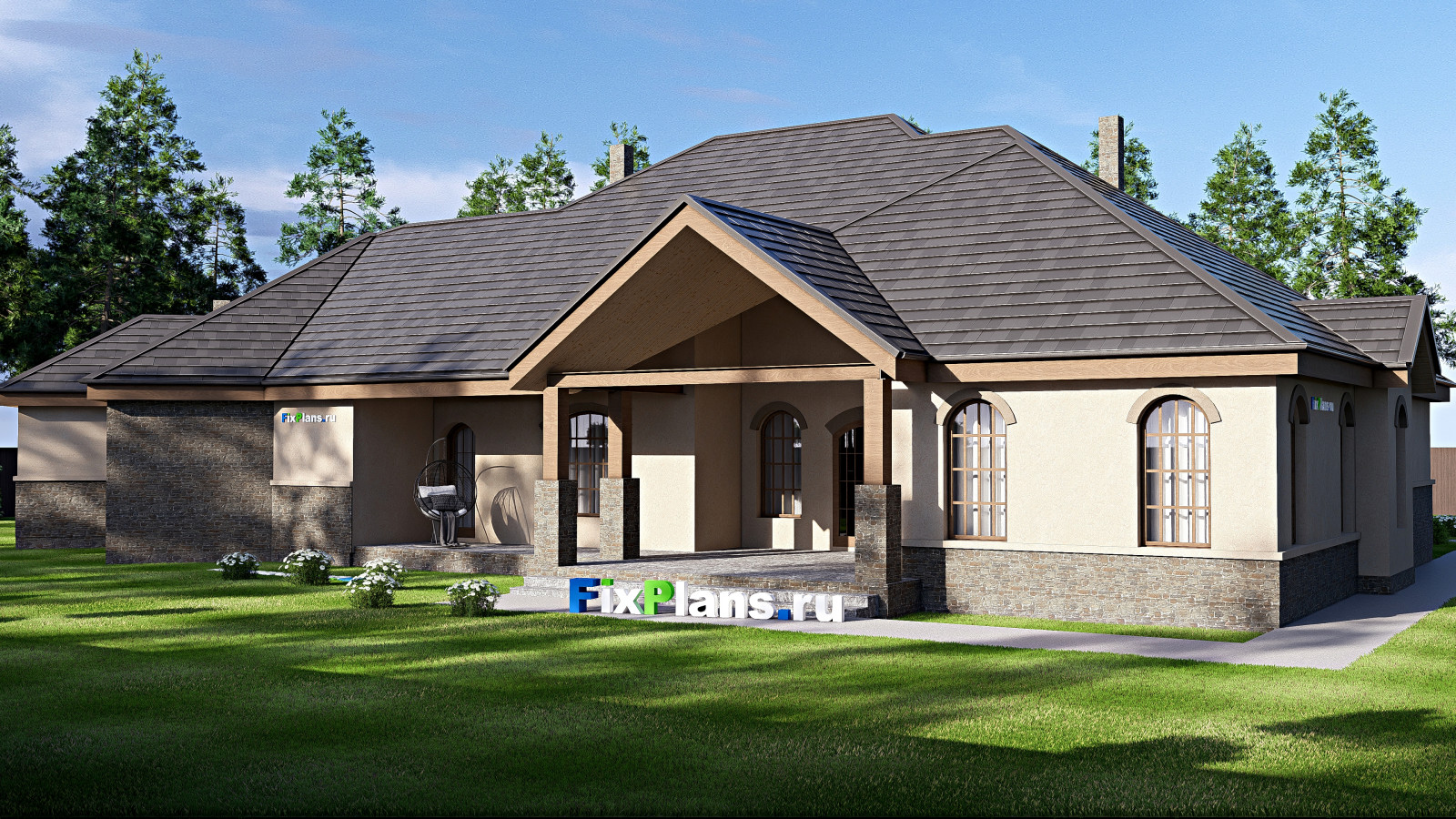 Проект одноэтажного дома 34х26м S428м2 F-17216