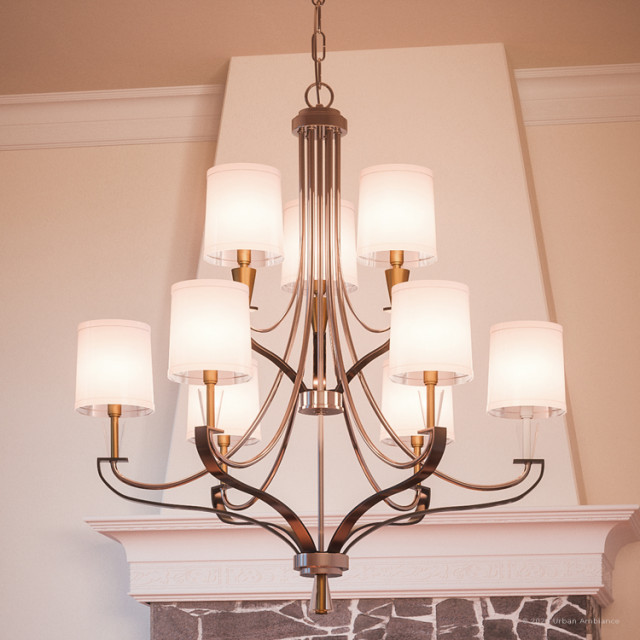 Luxury Modern Farmhouse Chandelier, 36, Brushed Nickel Finish