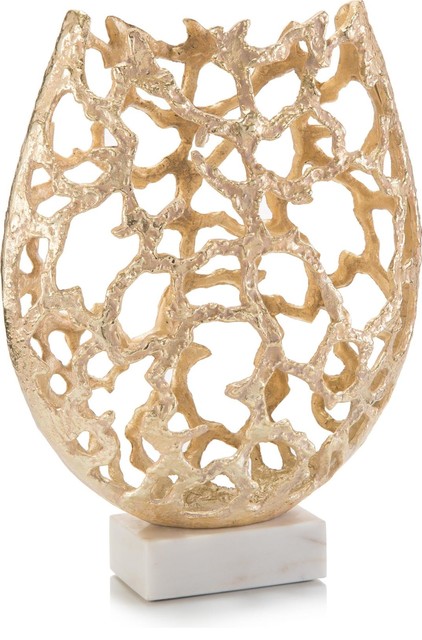 JOHN-RICHARD Vase White Cream-Washed Gold Black Marble Cast